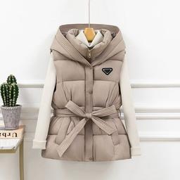 Designer Womens Down Cotton Vests Jackets Fashion Hooded Sleeveless Jacket Long Style Slim Top Zipper Outwear Lady Warm Coats Womens Designer Clothes