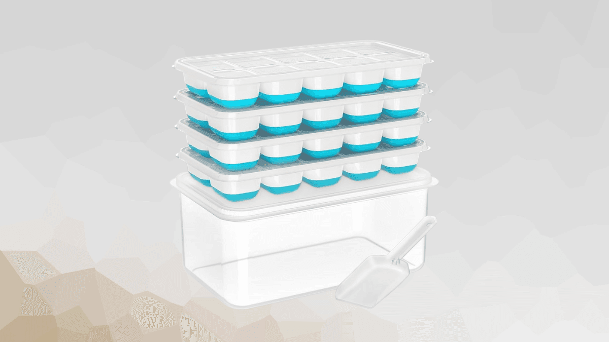 Upgrade Your Freezer Game with the NFK 4-Pack Ice Tray Set with Storage Bin