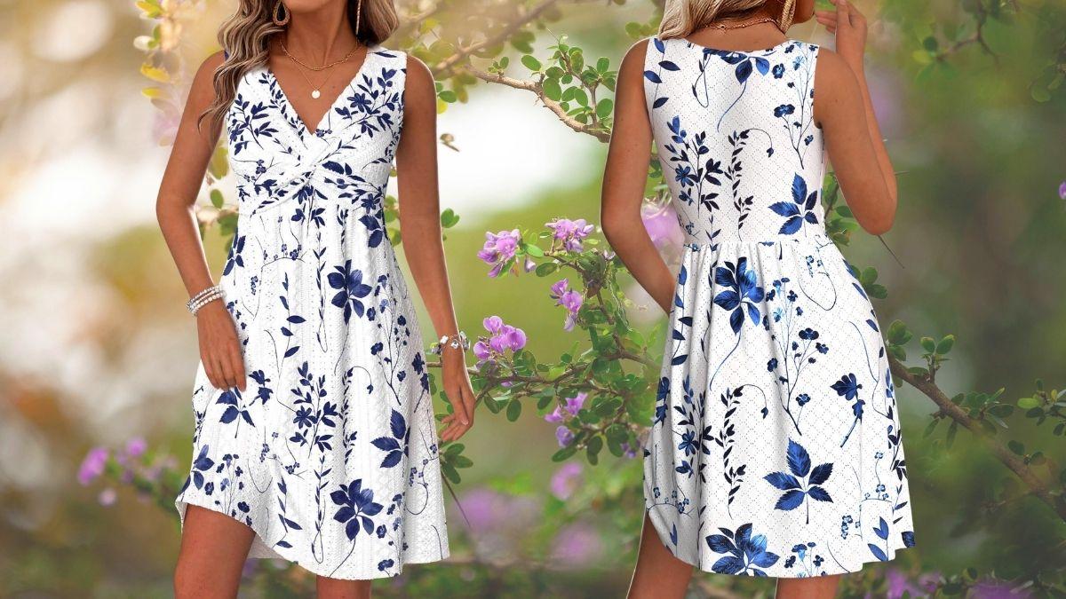 Stay Cool and Stylish With the MODLILY White Leaf Print Summer Dress